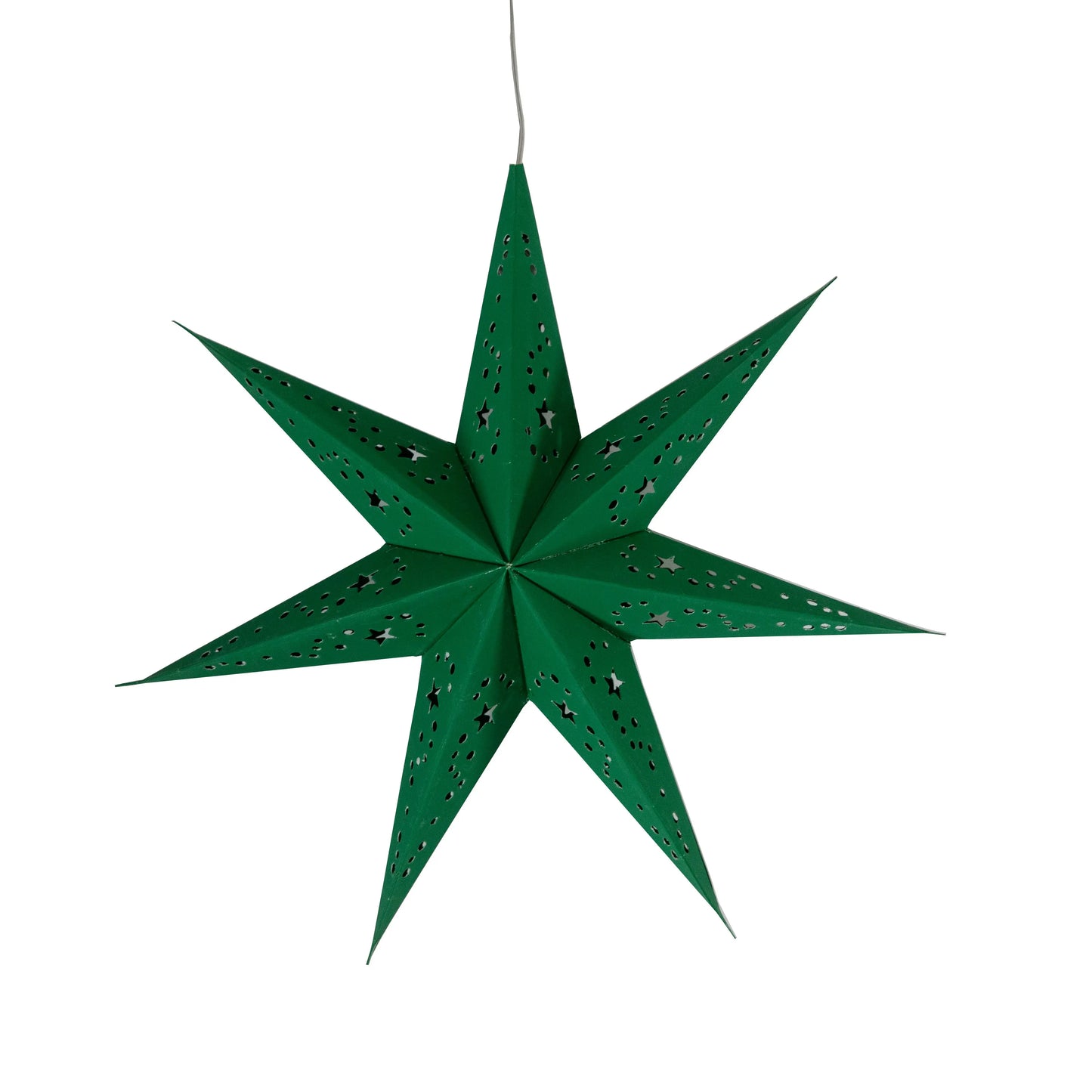 Artschatz green 7-point paper star with decorative cutouts, 9-inch hanging light. - Twinkle Star 7 Point 9" Green