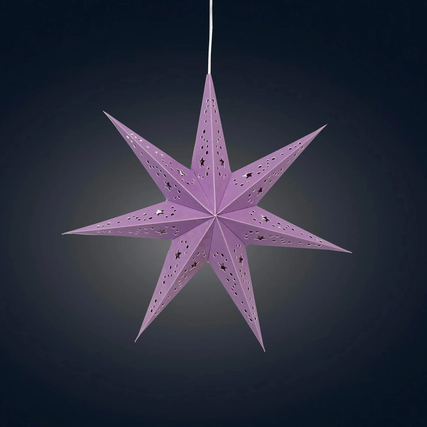 Purple 9-inch 7-point paper star with perforated twinkle design by Artschatz hanging light. - Twinkle Star 7 Point 9" Purple