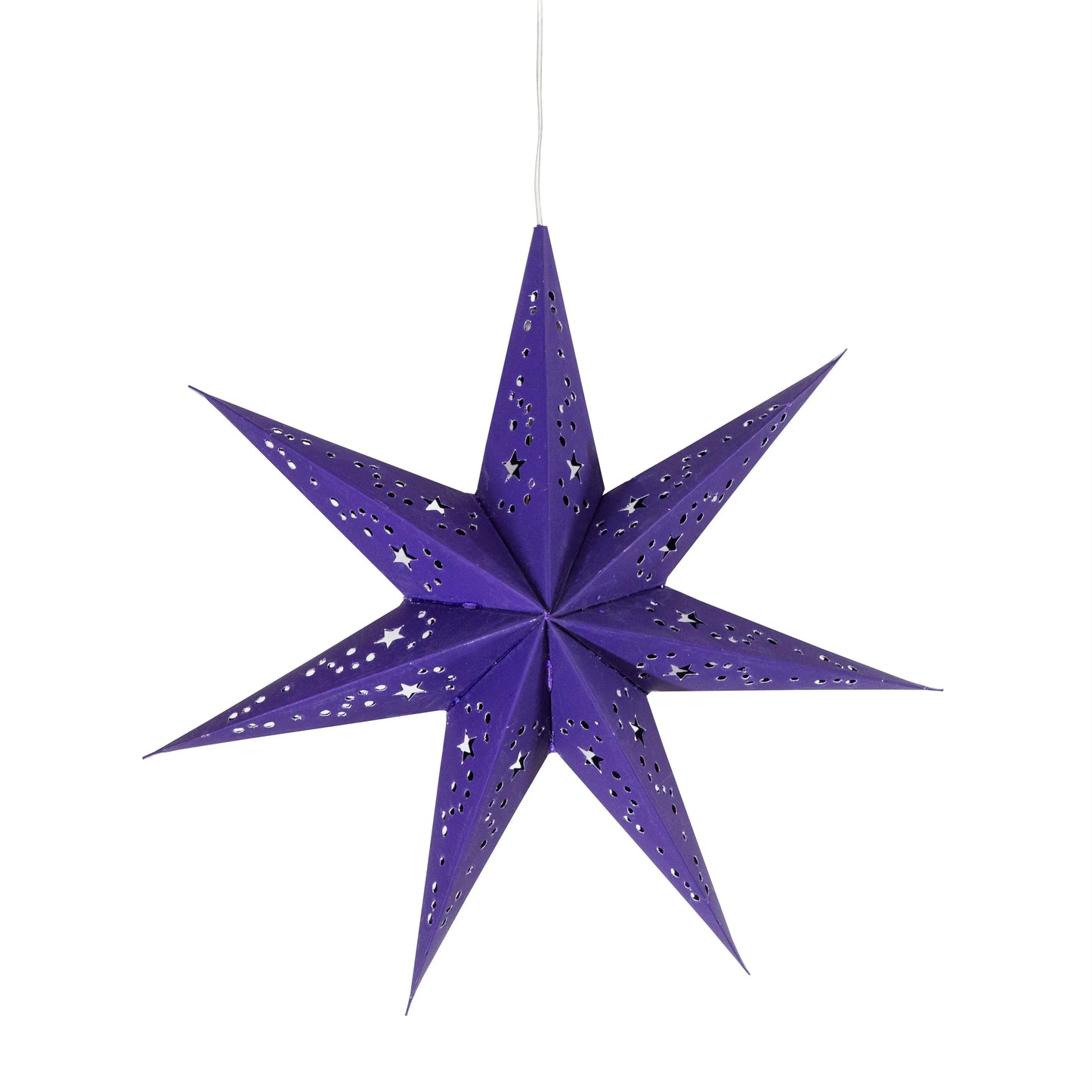 Dark purple 7-point paper star by Artschatz with perforated twinkle design, 9-inch hanging decor. - Twinkle Star 7 Point 9" Dark Purple