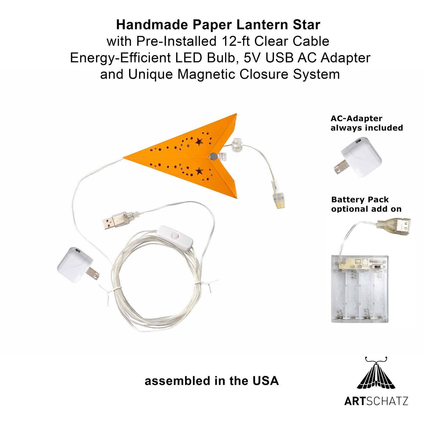 Twinkle Star 7 Point 9" Orange
