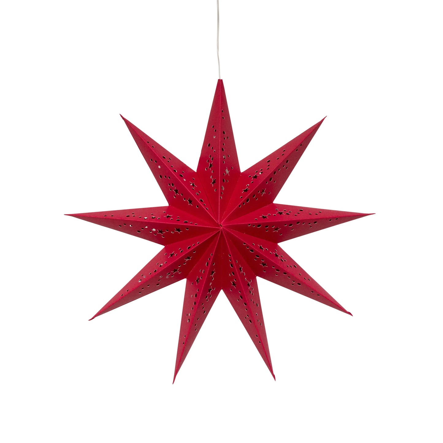 Red 16-inch 9-point paper star with perforated design by Artschatz, hanging decoration. - Twinkle Star 9 Point 16" Red