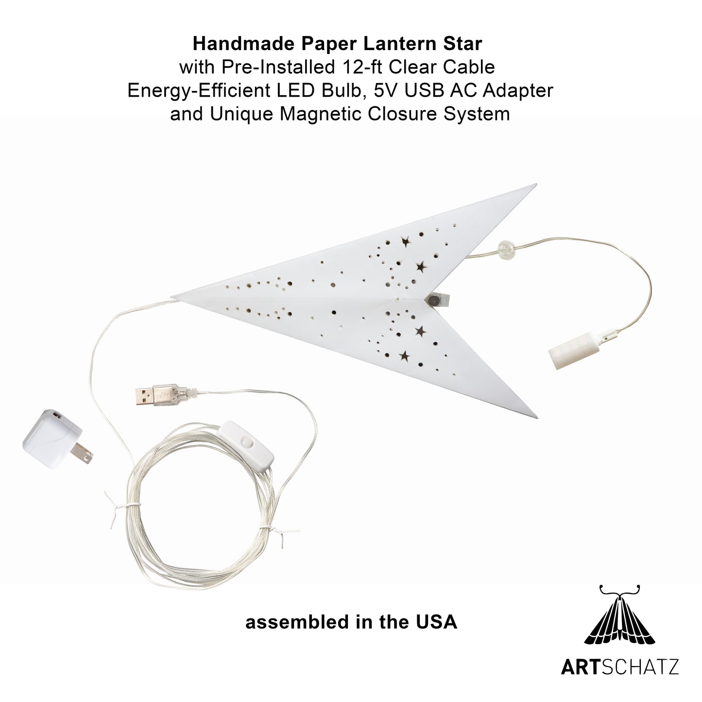 Twinkle Star 9 Point 25" - White