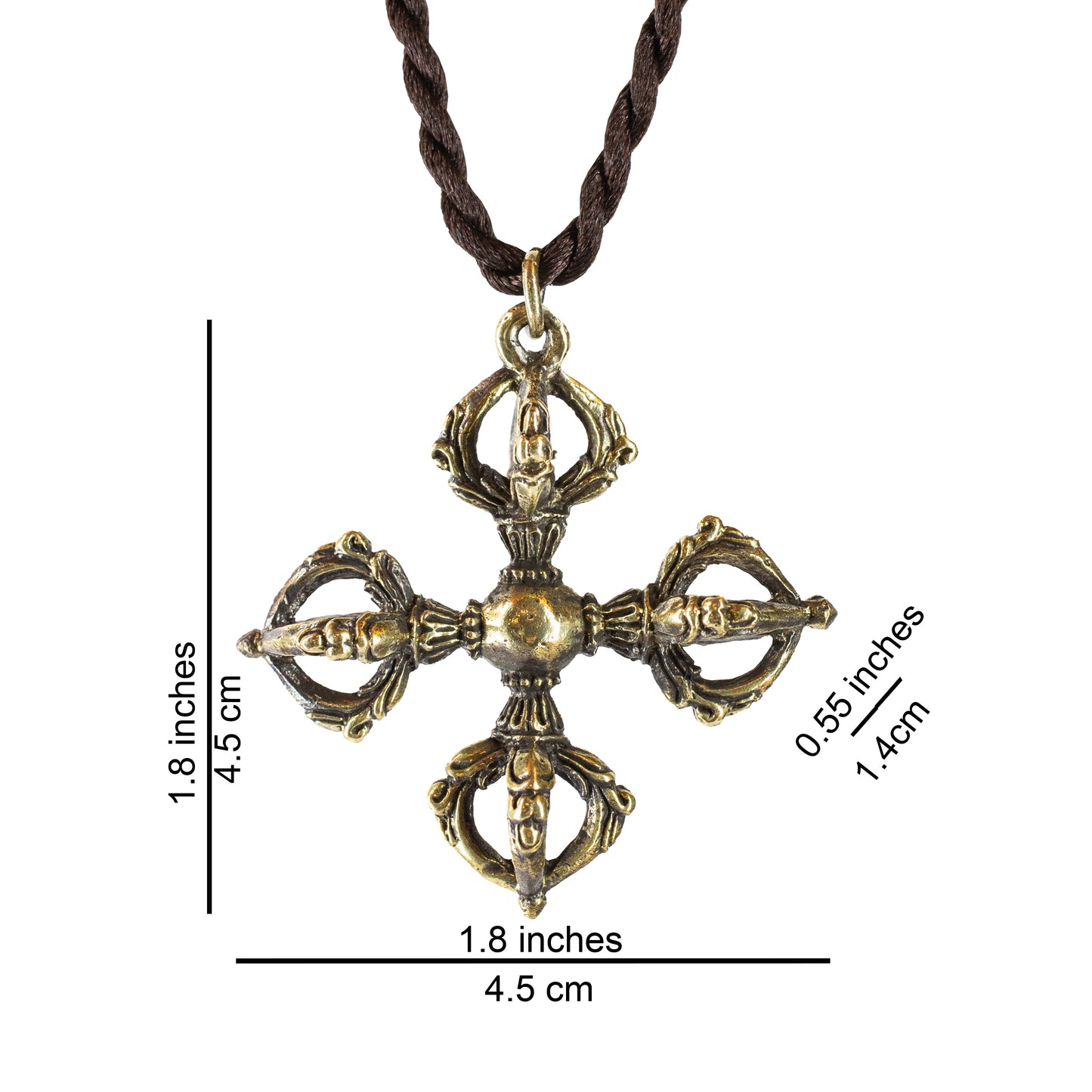 Double Dorje Vajra *Large* Brass Pendant Necklace