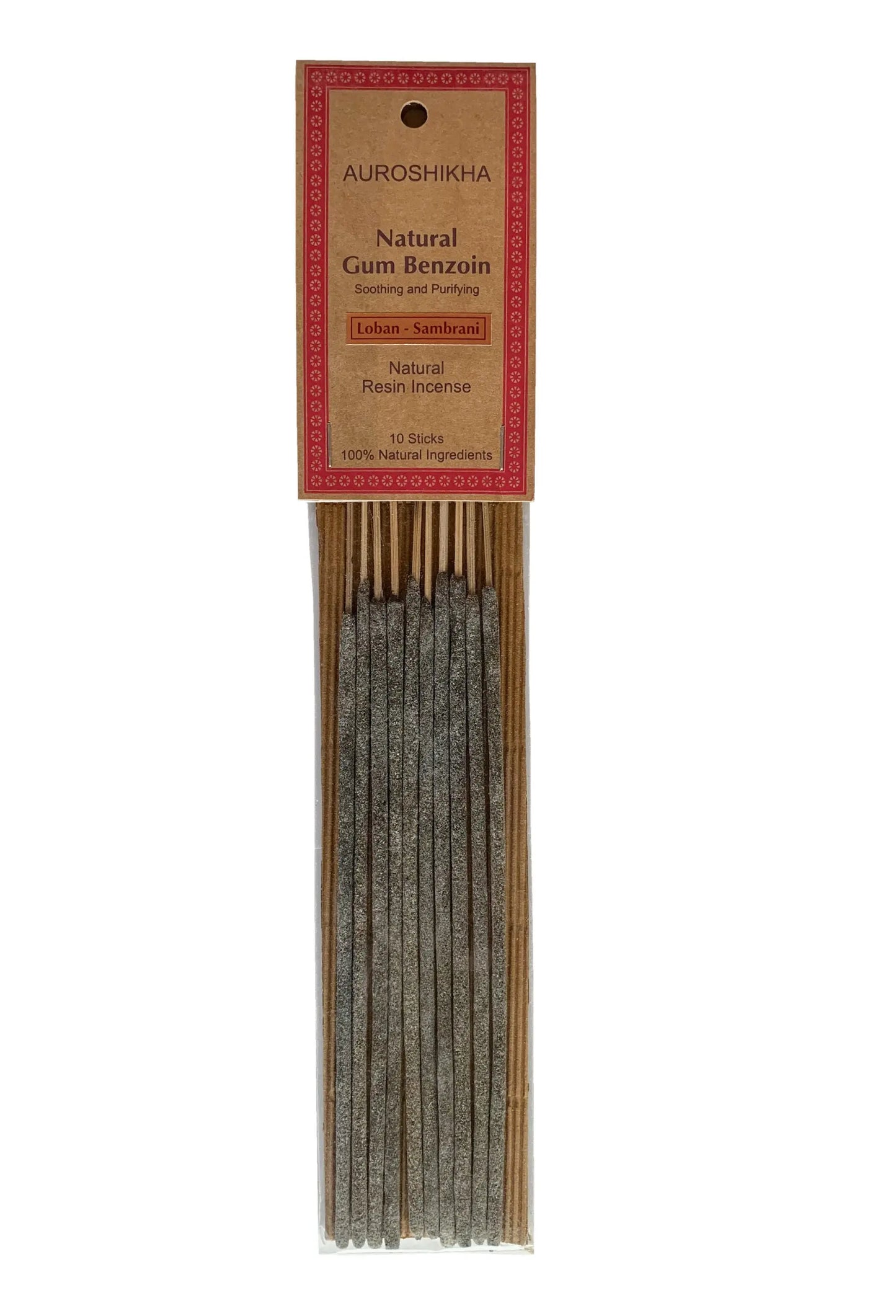 Auroshikha Natural Gum Benzoin incense sticks with red and beige Artschatz packaging. - Gum Benzoin ~ Loban - Sambrani