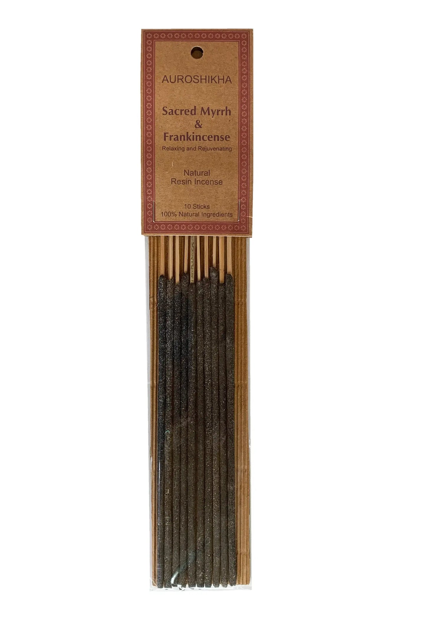 Artschatz Sacred Myrrh & Frankincense incense sticks in brown packaging with natural resin label. - Sacred Myrrh & Frankincense