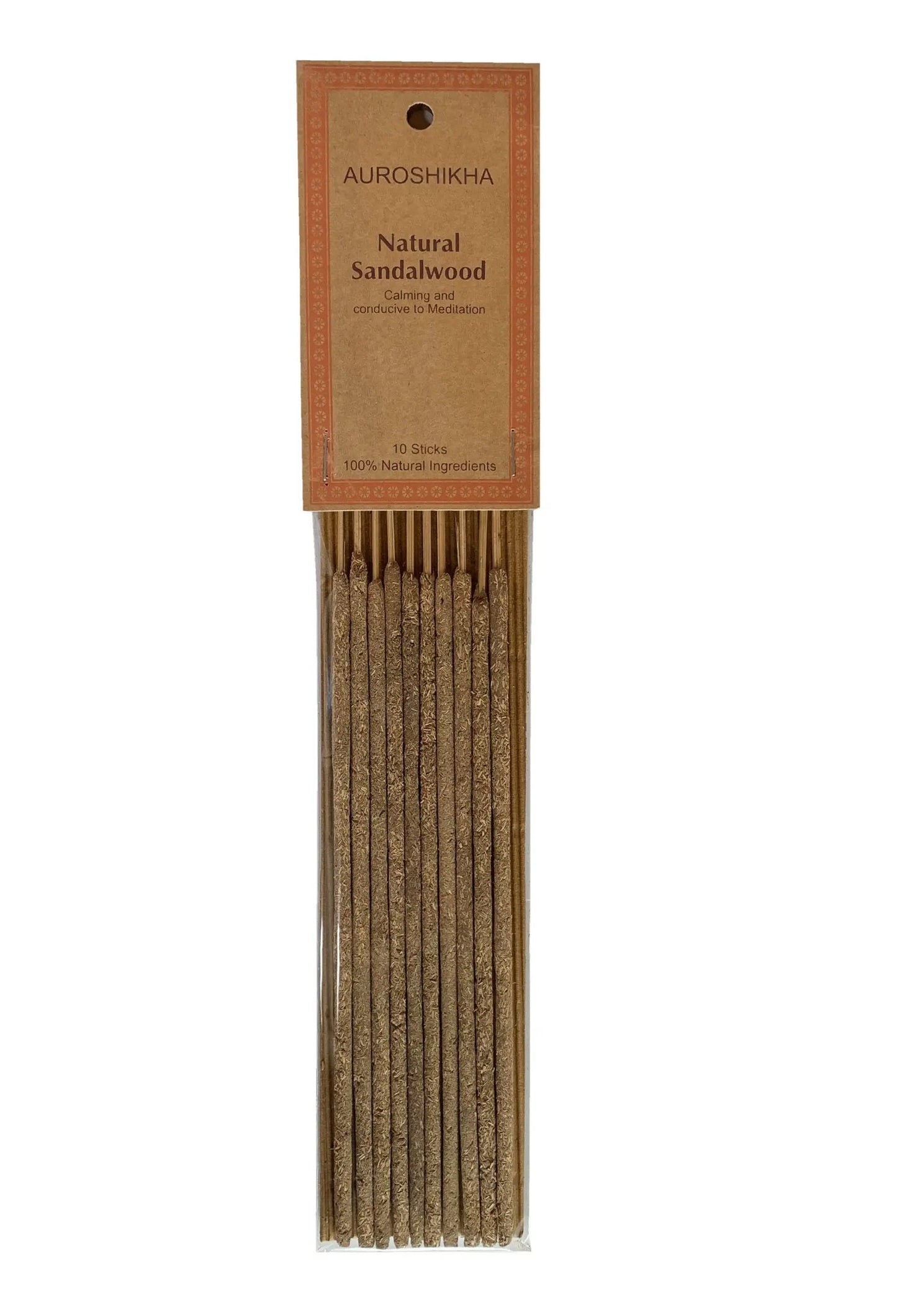 Auroshikha Natural Sandalwood incense sticks in kraft paper packaging with Artschatz branding. - Natural Sandalwood