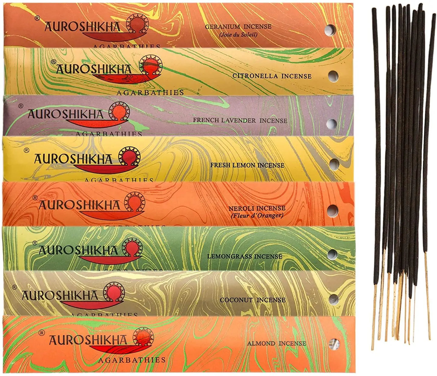 Assorted Artschatz Auroshikha Stay A Little Longer Summer incense sticks with colorful citronella, lavender, lemon,. - ~ Stay A Little Longer Summer ~ Citronella, Lavender, Lemon, Geranium, Neroli, Lemongrass, Coconut, Almond