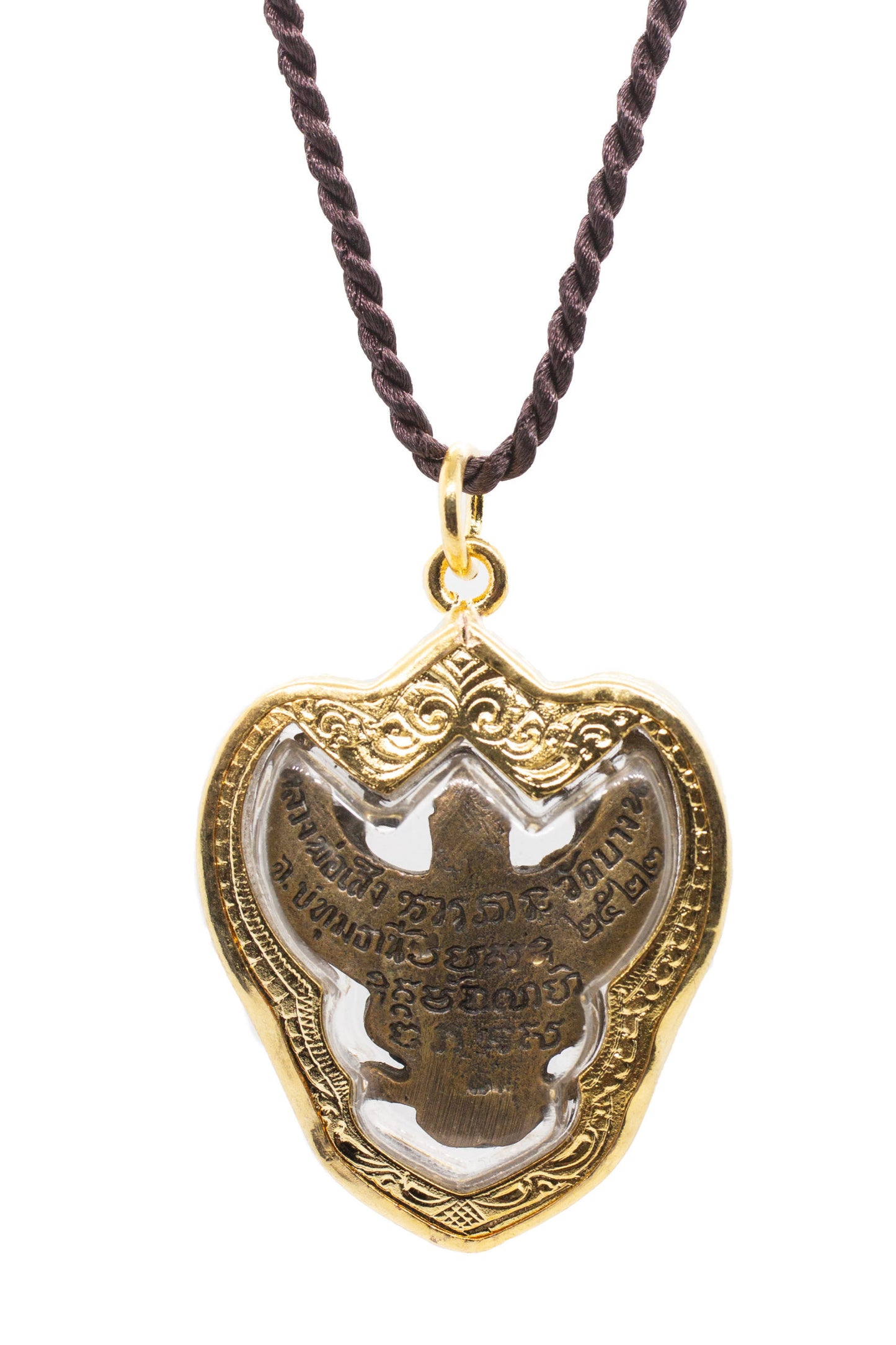 Artschatz - Golden Amulet Garuda. Khagesvara, Vahana of Vishnu, Suparna, Thai Buddha Pendant