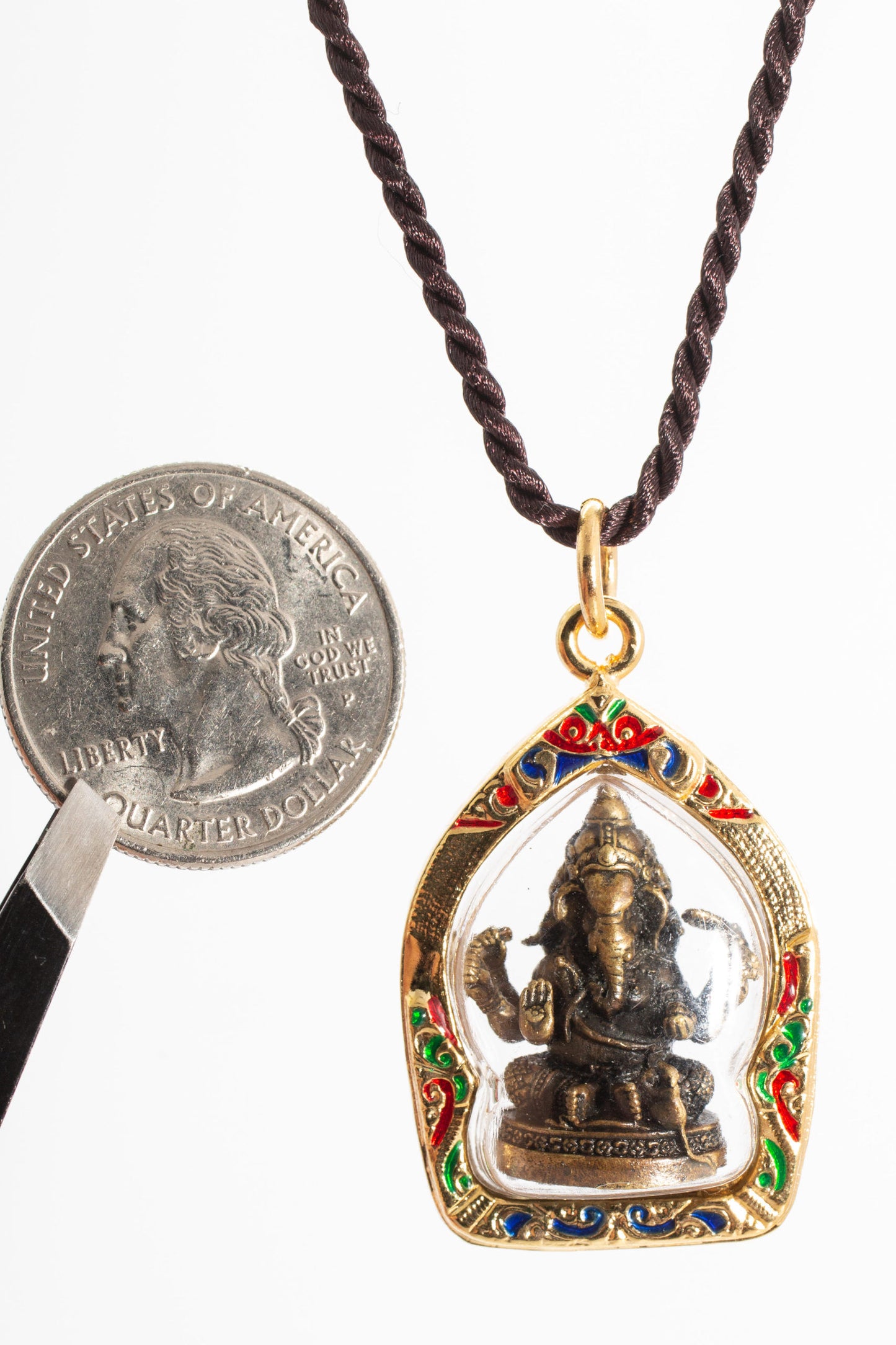 Artsdchatz - Trimuhkti Ganapati Three Headed Ganesh Amulet Hindu Lord Ganesha Pendant