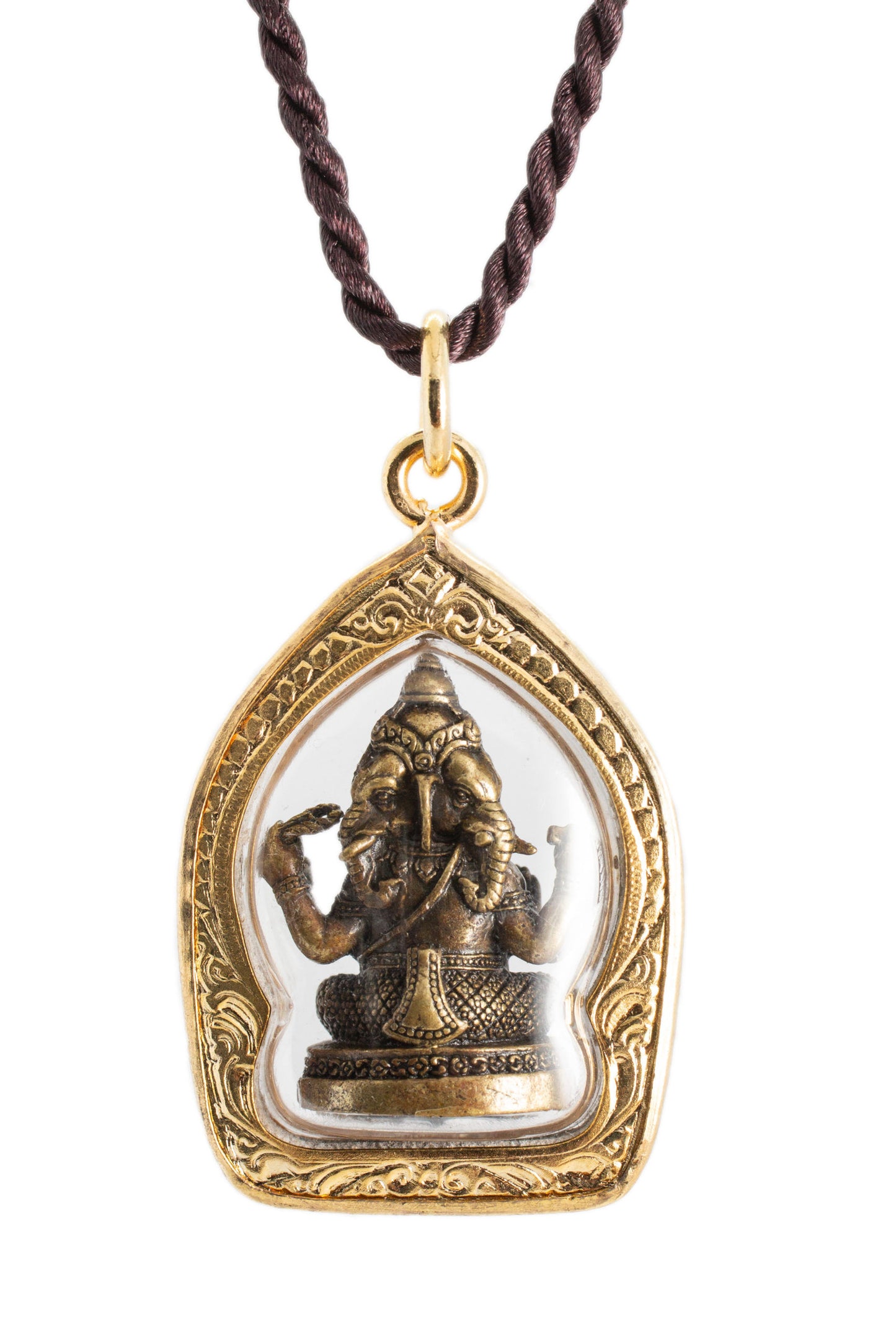 Artsdchatz - Trimuhkti Ganapati Three Headed Ganesh Amulet Hindu Lord Ganesha Pendant