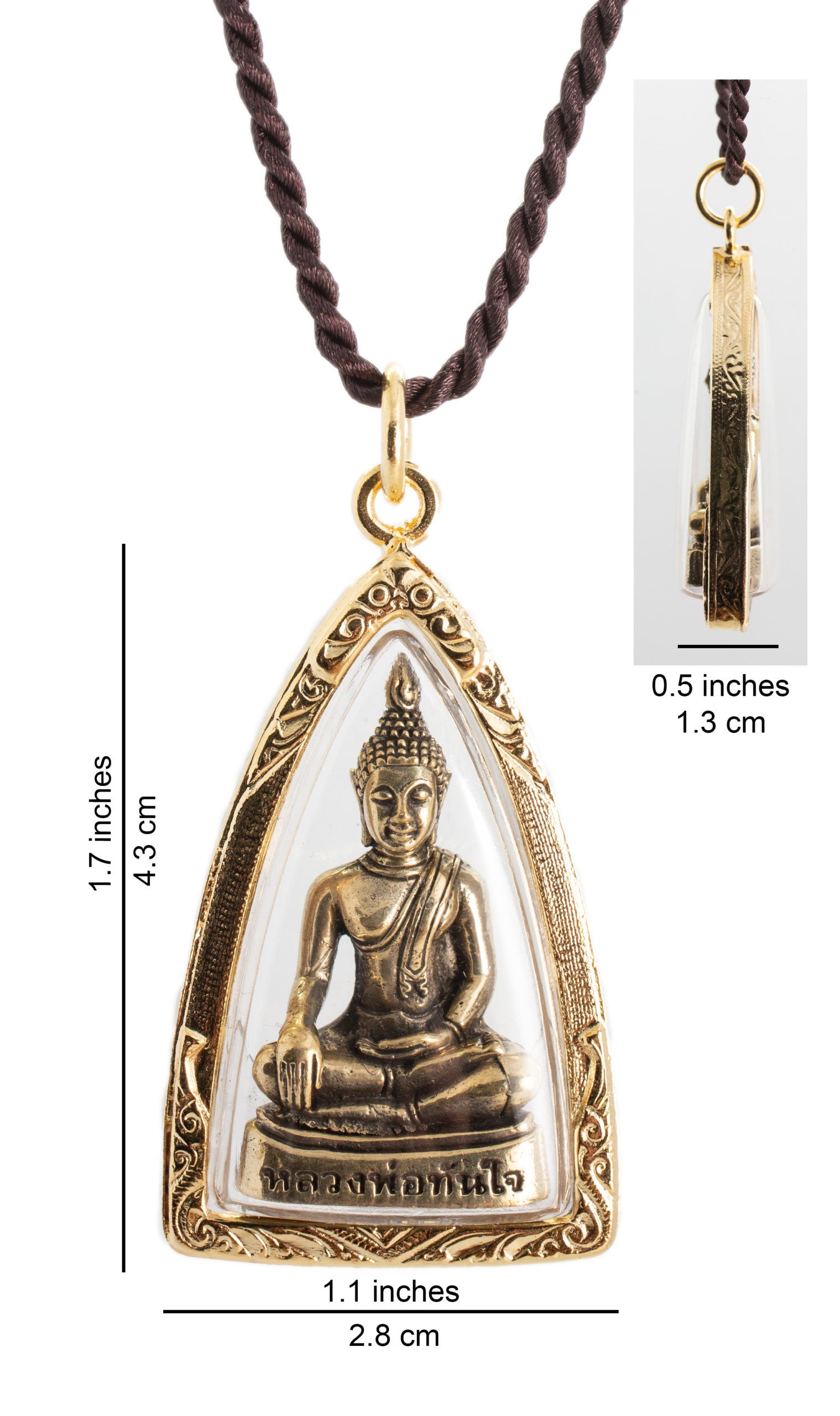 Artschatz - Sukhothai Bhumisparsha mudra Earth-Touching Golden Buddha Thai Amulet Pendant