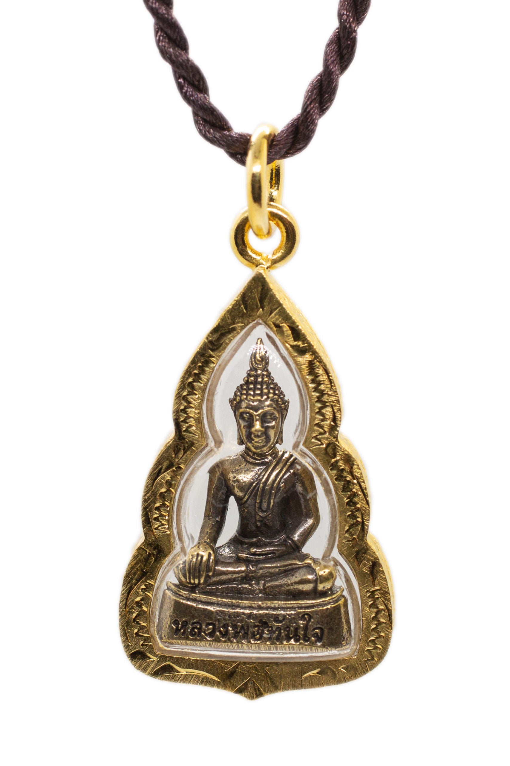 Artschatz - Sukhothai Bhumisparsha mudra Earth-Touching Golden Buddha Thai Amulet Pendant