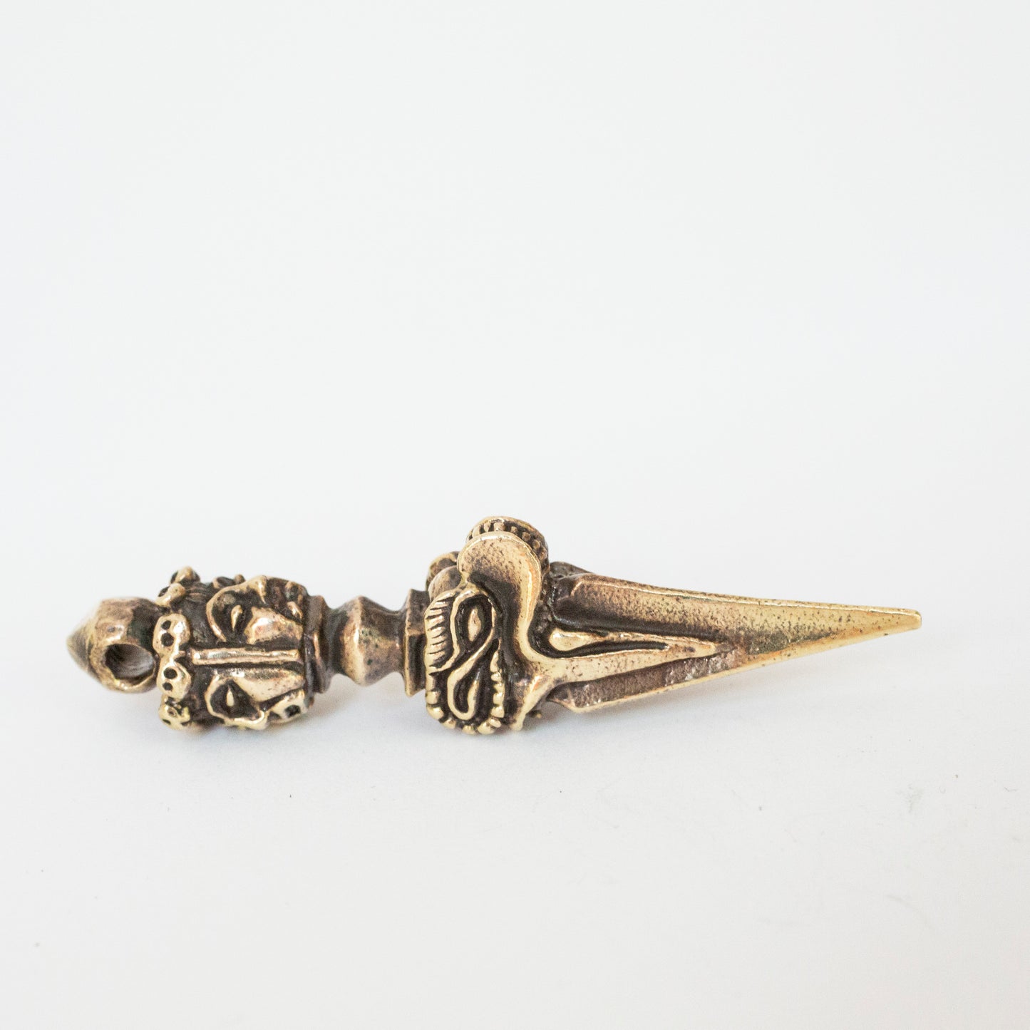 Kila Phurba Dagger with Three Buddha Heads Brass Pendant Necklace