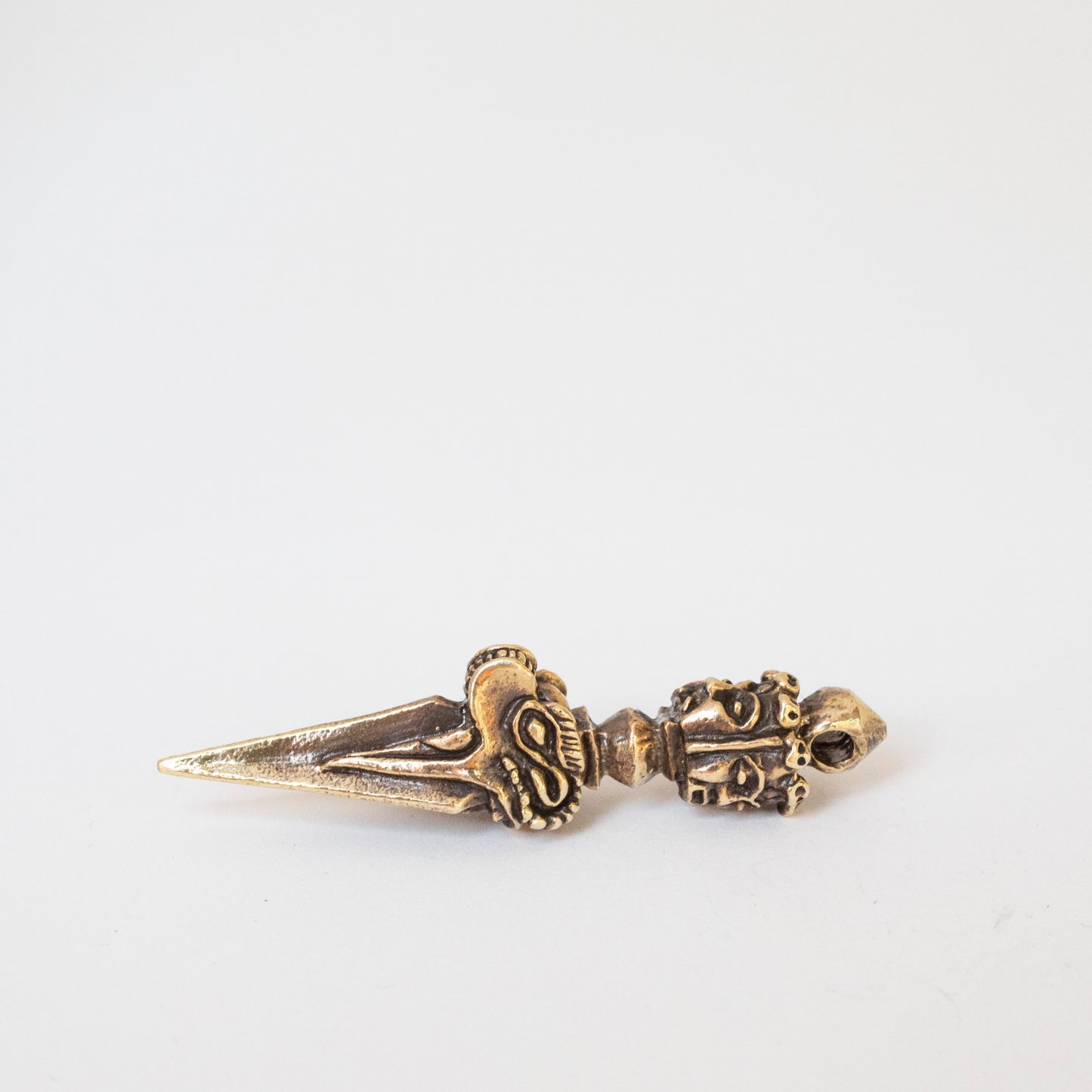 Kila Phurba Dagger with Three Buddha Heads Brass Pendant Necklace