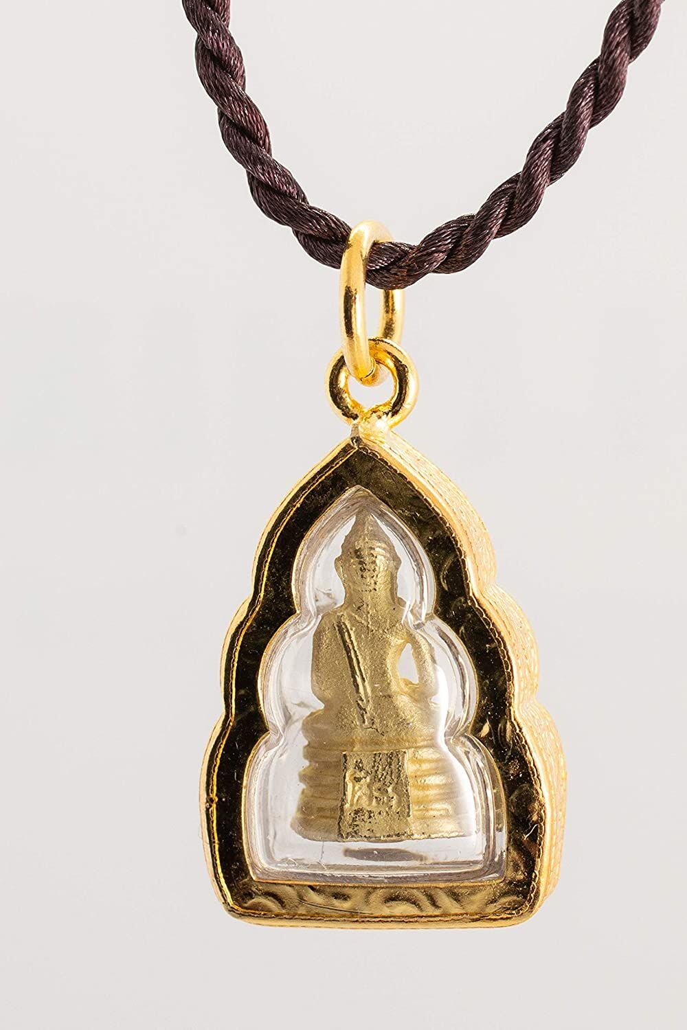Artschatz - Dhyana Mudra Meditating Thai Buddha Golden Amulet Pendant