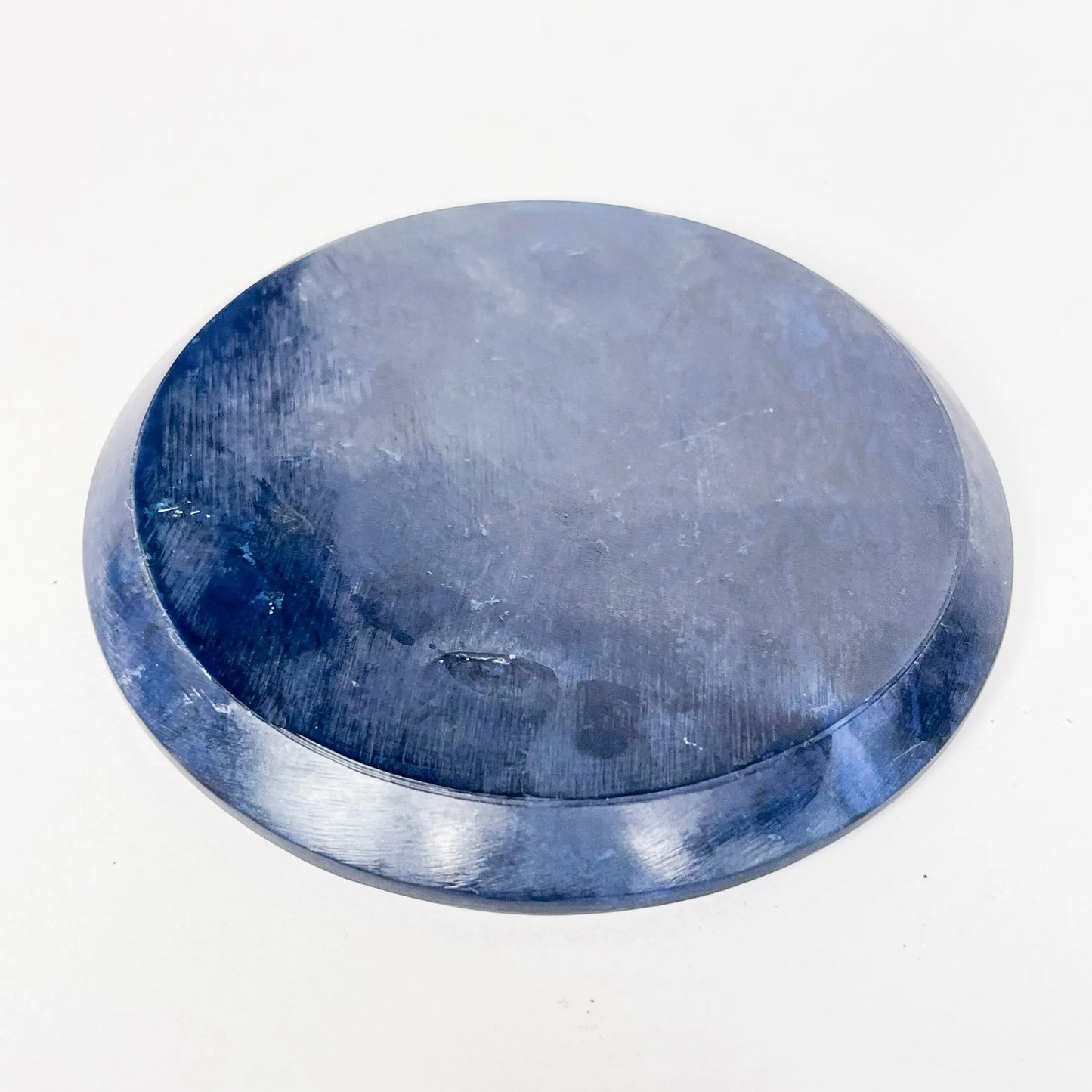 Indigo blue round Artschatz Flower of Life incense holder with smooth glossy finish. - Flower of Life Incense Holder - Indigo Blue