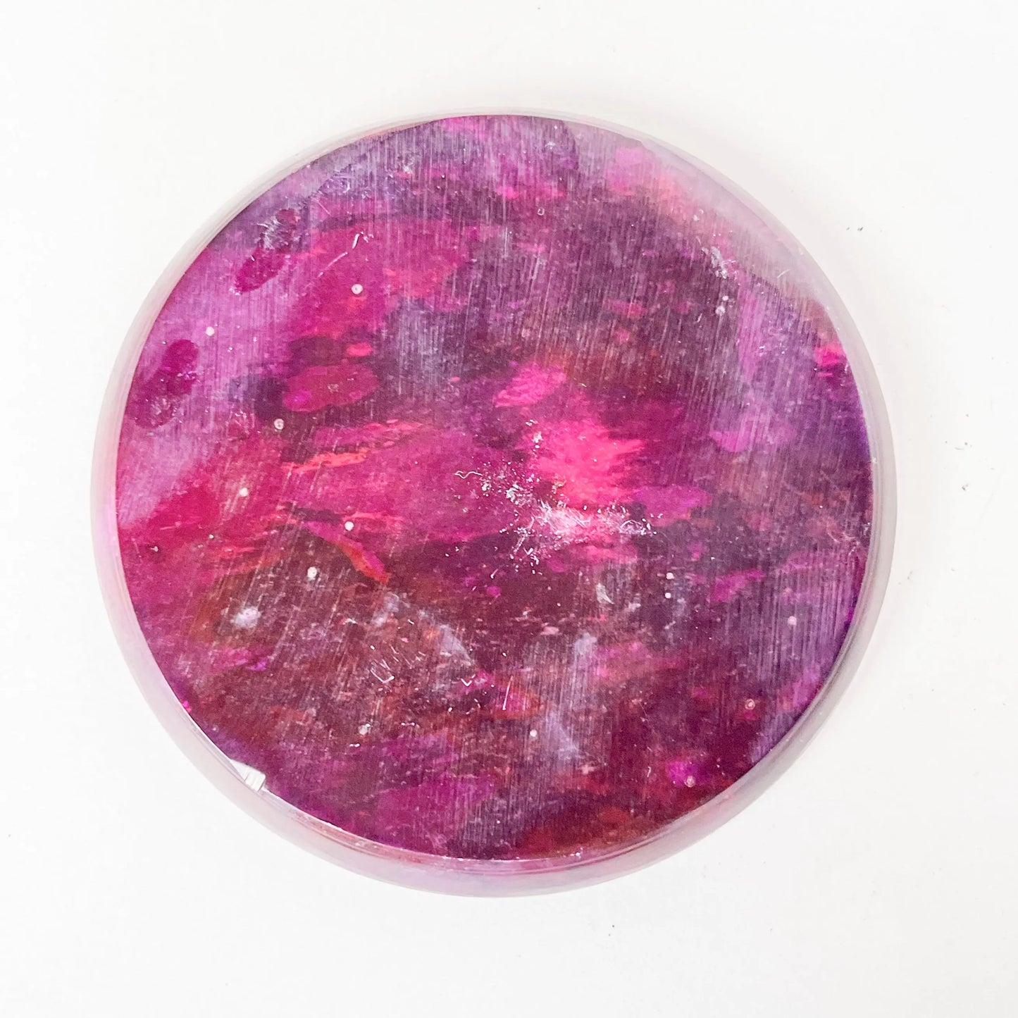 Violet round Artschatz incense holder with glossy finish and subtle marbled texture. - Flower of Life Incense Holder - Violet