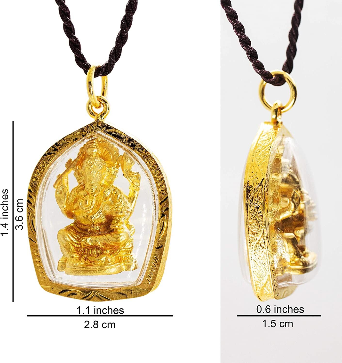 Artschatz - Golden Ganesh Ekadanta Ganapati - Om Symbol - Amulet Hindu Pendant