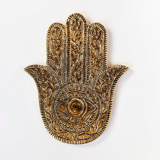 Hamsa Hand - Gold - Incense Holder for Sticks and Cones