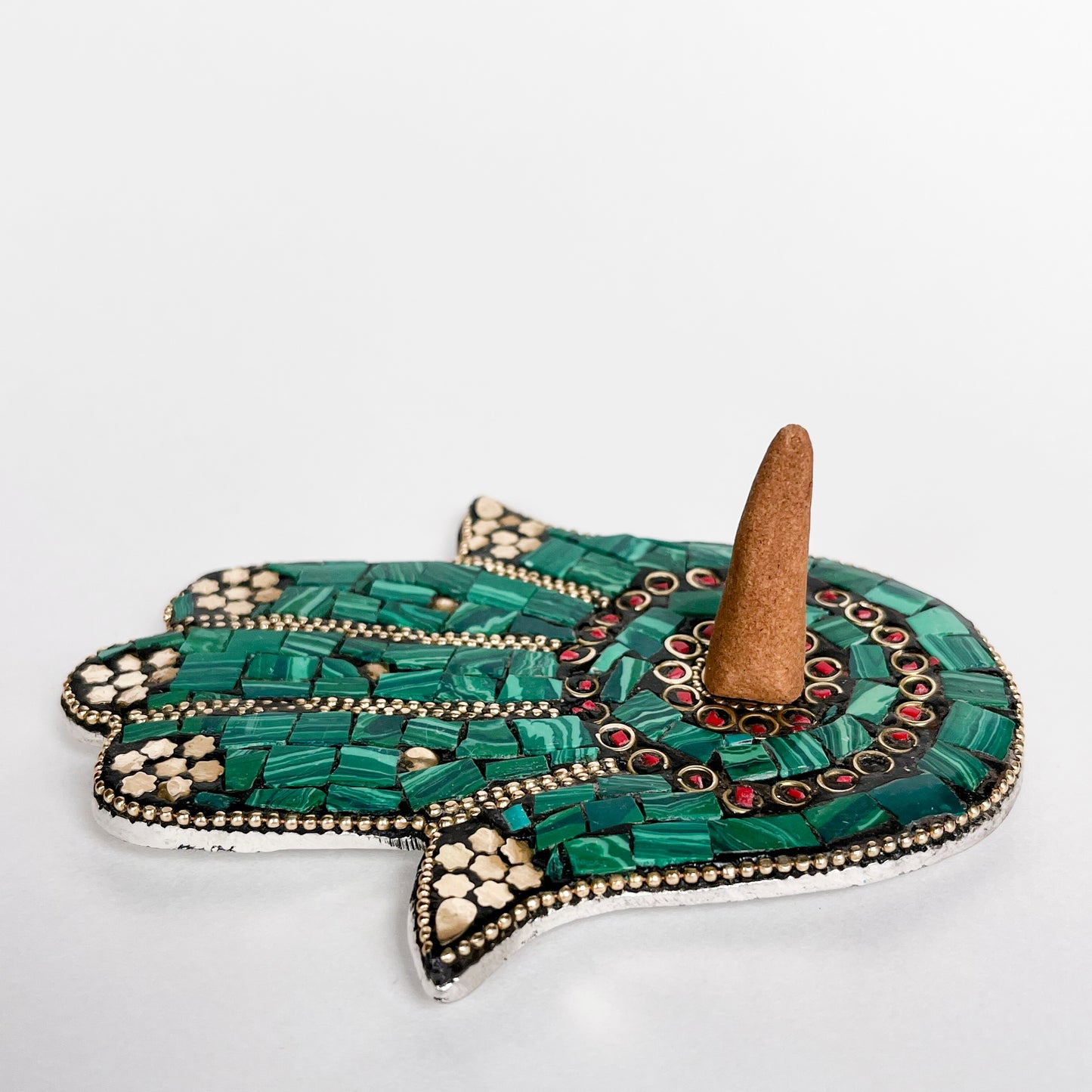 Hamsa Hand - Green - Incense Holder for Sticks and Cones