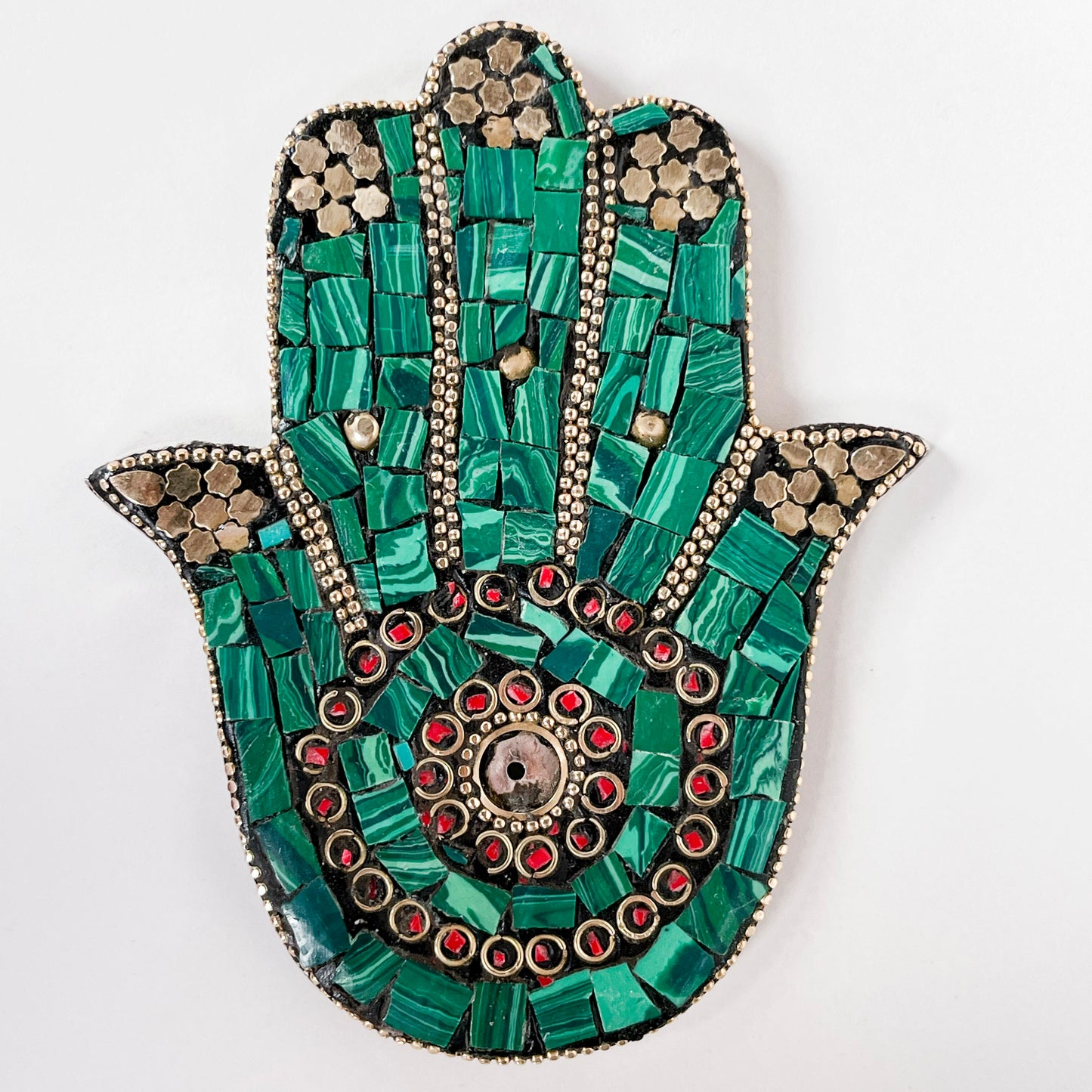 Hamsa Hand - Green - Incense Holder for Sticks and Cones