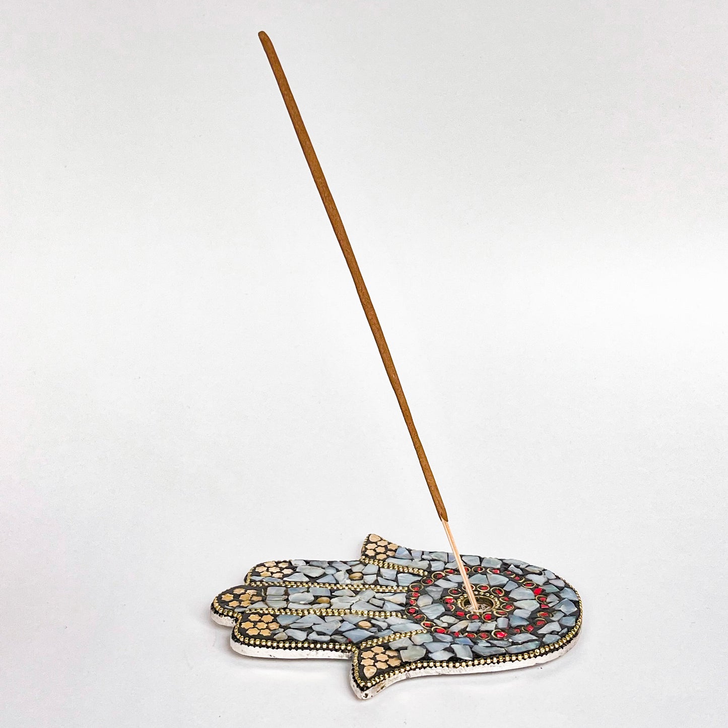 Hamsa Hand - Pearl - Incense Holder for Sticks and Cones