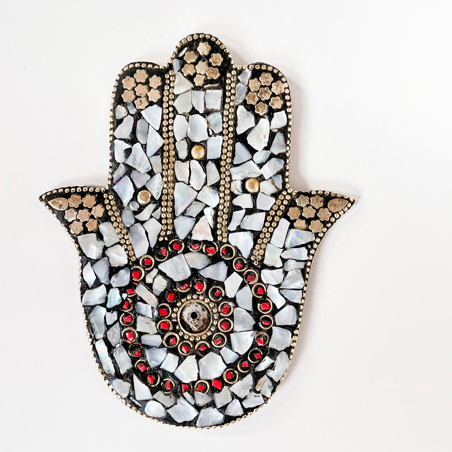 Hamsa Hand - Pearl - Incense Holder for Sticks and Cones