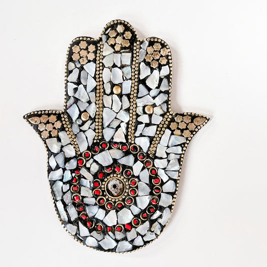 Hamsa Hand - Pearl - Incense Holder for Sticks and Cones