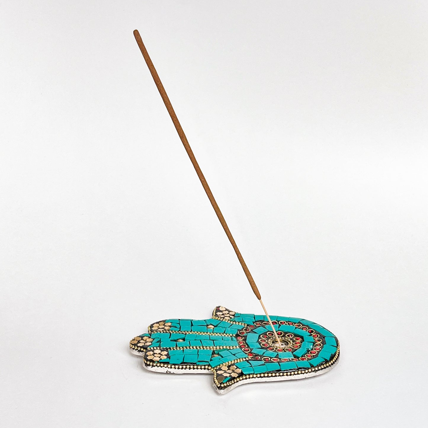 Hamsa Hand - Turquoise - Incense Holder for Sticks and Cones