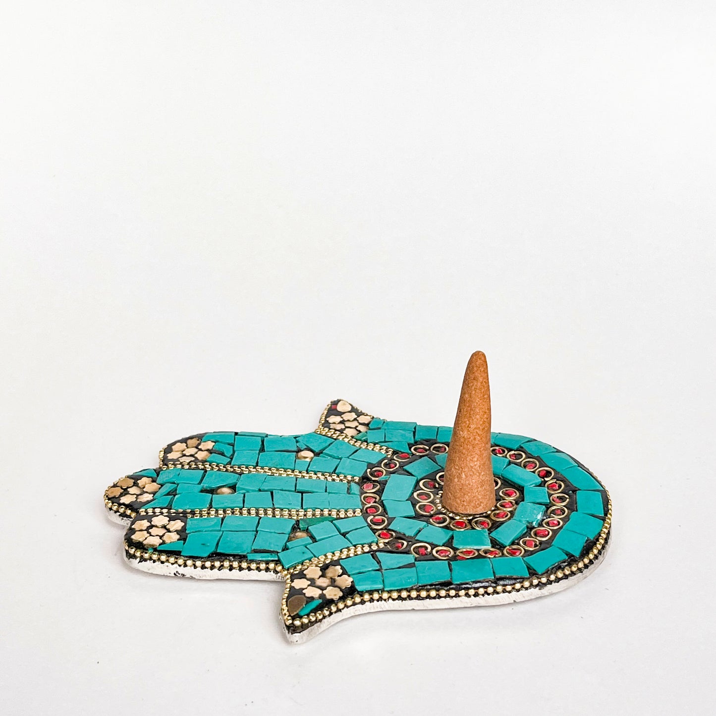 Hamsa Hand - Turquoise - Incense Holder for Sticks and Cones