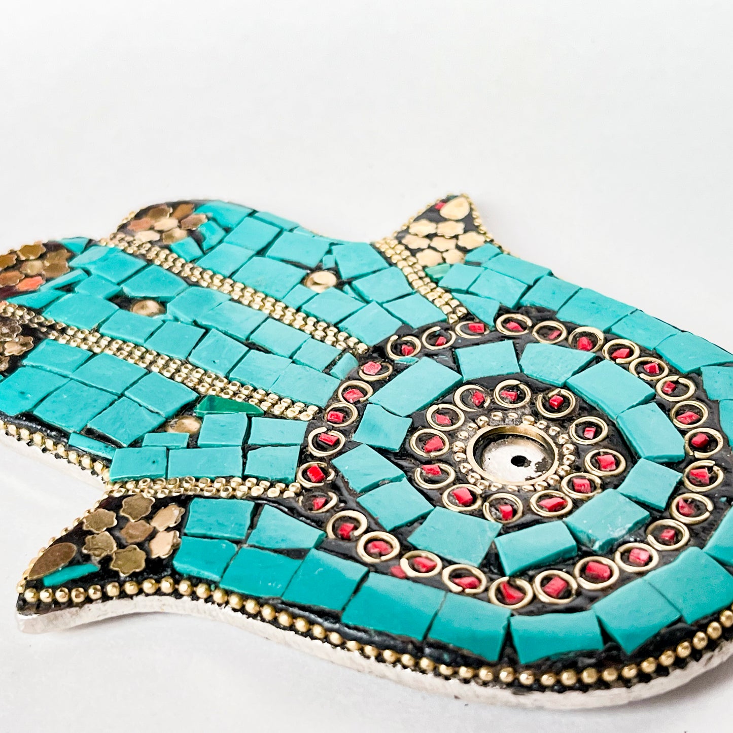 Hamsa Hand - Turquoise - Incense Holder for Sticks and Cones