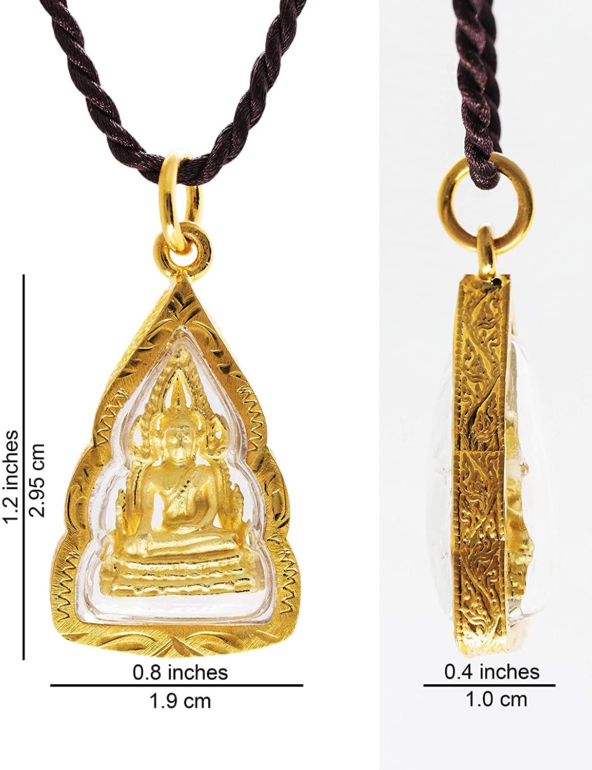 Artschatz - Phra Phuttha Chinnarat Buddha Bhumisparsha mudra Earth-Touching Golden Thai Amulet Pendant