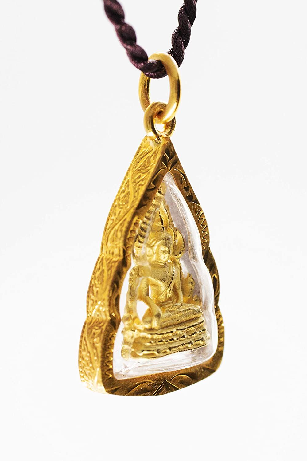 Artschatz - Phra Phuttha Chinnarat Buddha Bhumisparsha mudra Earth-Touching Golden Thai Amulet Pendant