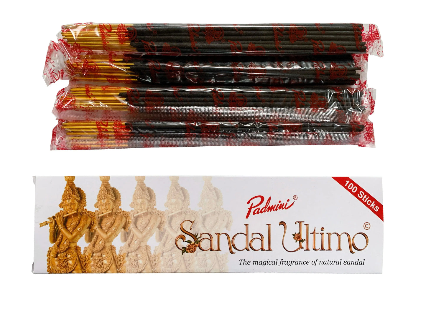 Padmini Sandal Ultimo incense sticks pack with Artschatz branding and intricate gold artwork on the box. - Sandal Ultimo ~ Padmini Incense Sticks