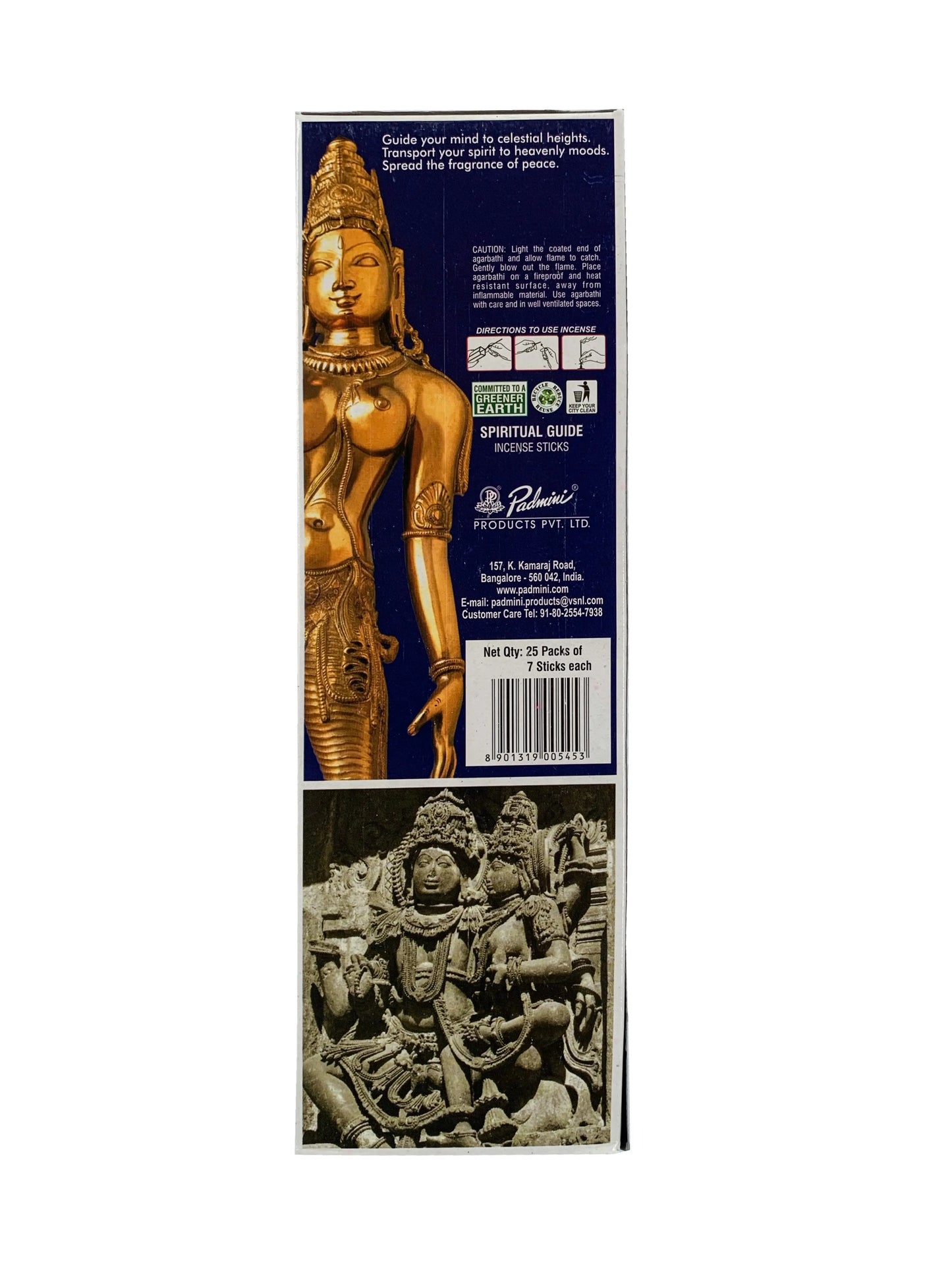 Spiritual Guide Padmini incense sticks packaging with gold statue and black stone carving, Artschatz branding. - Spiritual Guide - Padmini Incense Sticks