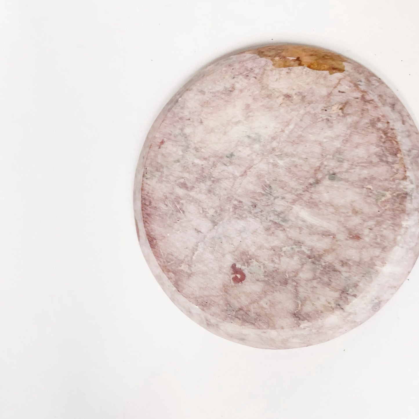 Round multicolor marble incense holder with subtle pink and beige tones, Artschatz design. - Sun Incense Holder - Multicolor