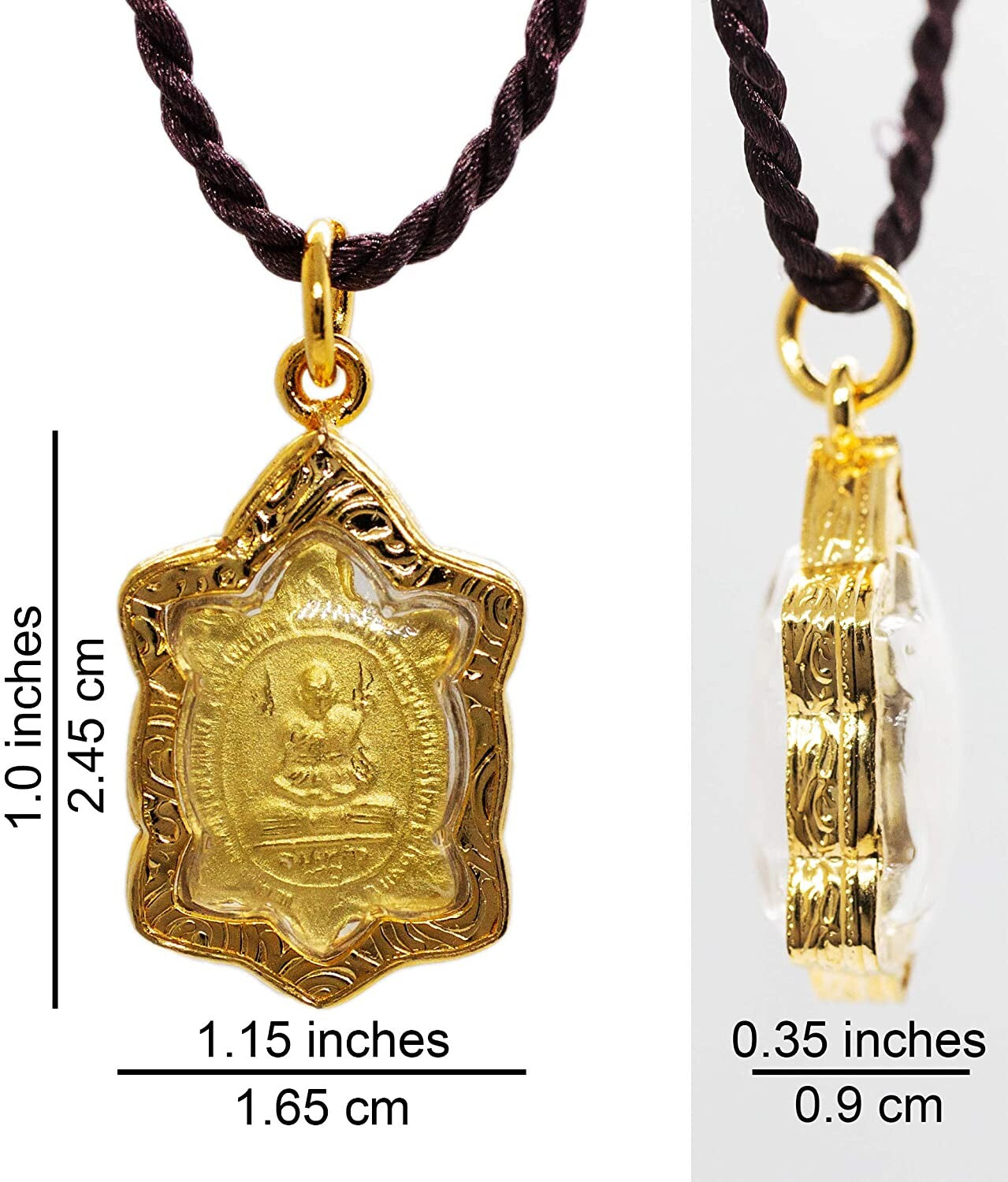 Artschatz - Turtle Shaped Standing Buddha and LP Liew Monk - Phra Puttajow Pahng Perd Lok Kee Tow Thai Amulet Pendant