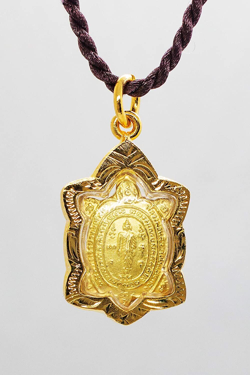 Artschatz - Turtle Shaped Standing Buddha and LP Liew Monk - Phra Puttajow Pahng Perd Lok Kee Tow Thai Amulet Pendant