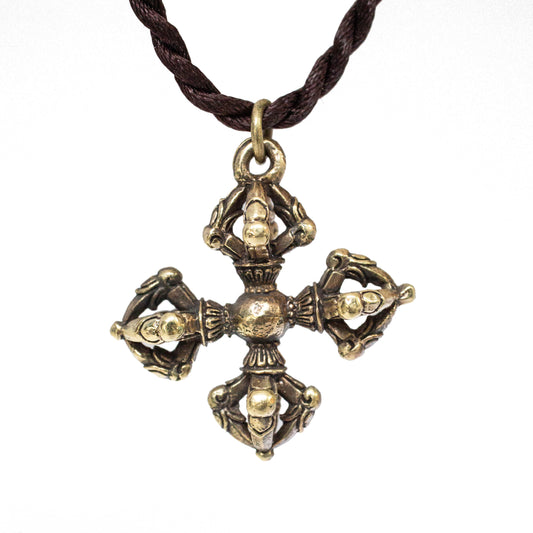 Double Dorje Vajra *Small* Brass Pendant Necklace