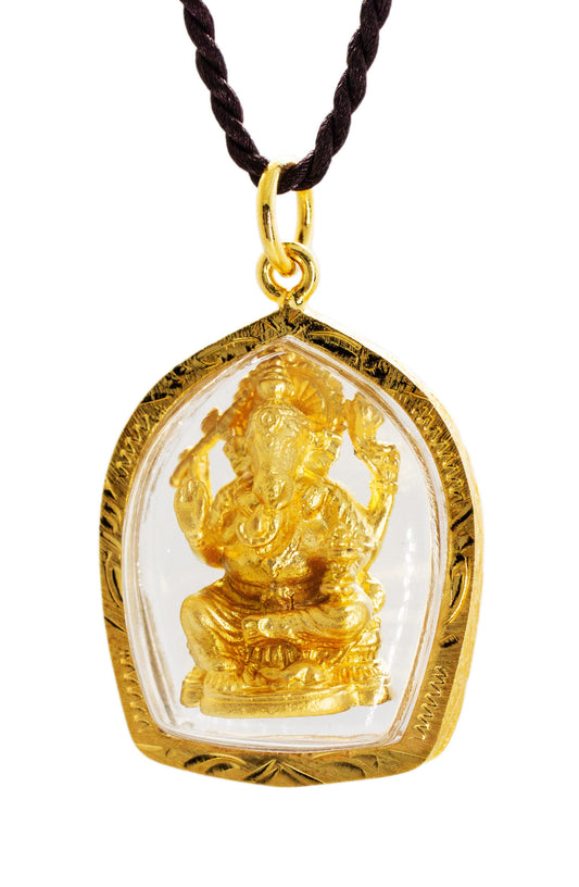 Artschatz - Golden Ganesh Ekadanta Ganapati - Om Symbol - Amulet Hindu Pendant