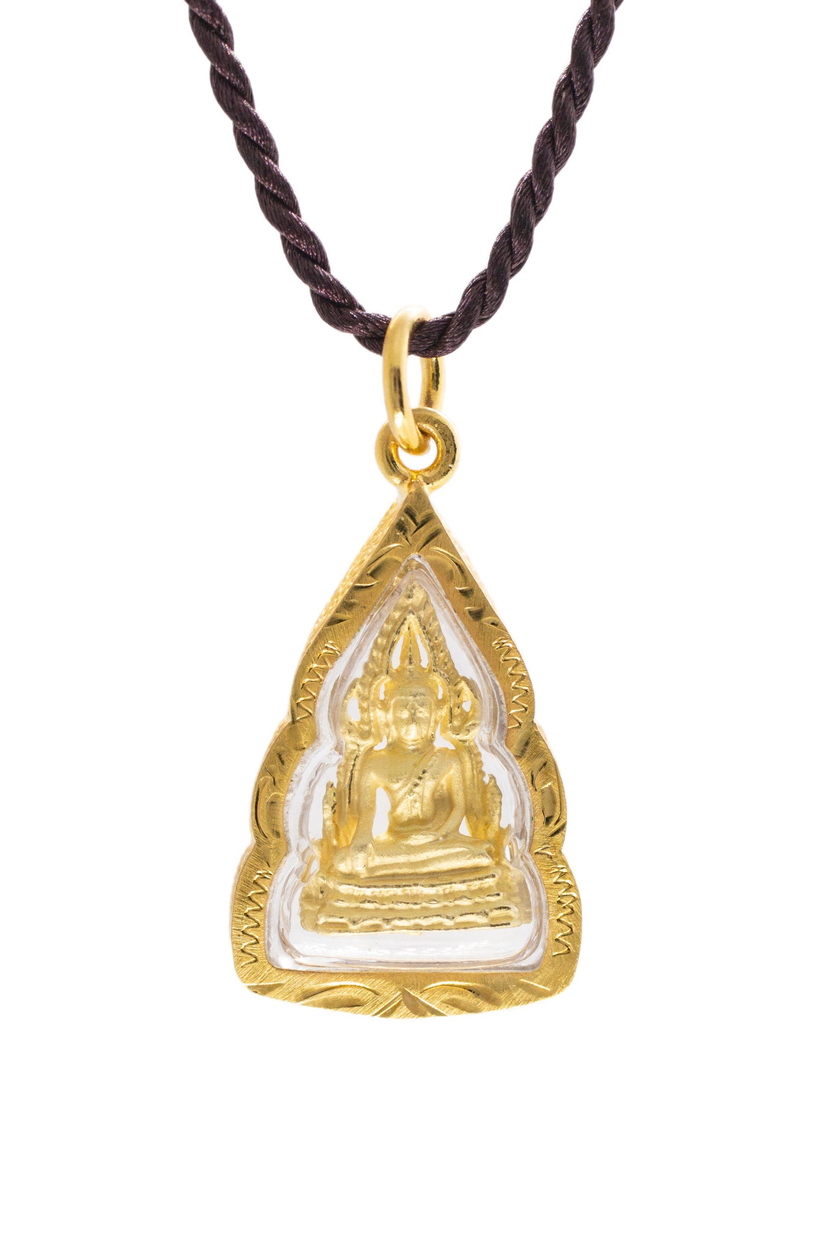 Artschatz - Phra Phuttha Chinnarat Buddha Bhumisparsha mudra Earth-Touching Golden Thai Amulet Pendant