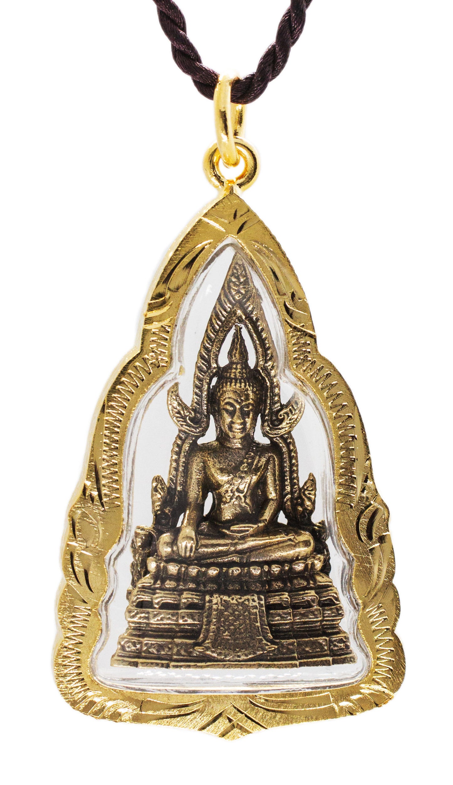 Artschatz - Phra Phuttha Chinnarat Buddha Bhumisparsha mudra Earth-Touching Golden Thai Amulet Pendant