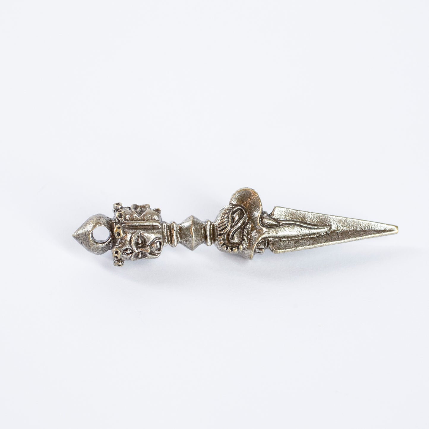 Kila Phurba Dagger with Three Buddha Heads *Large* Silver Brass Pendant Necklace
