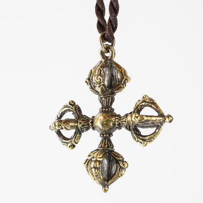 Double Dorje Vajra *Large* Brass Pendant Necklace