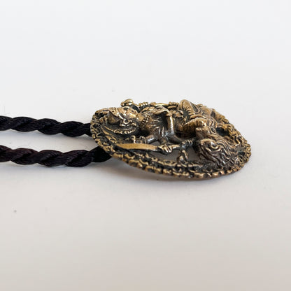 Durga (Round) Brass Pendant Necklace