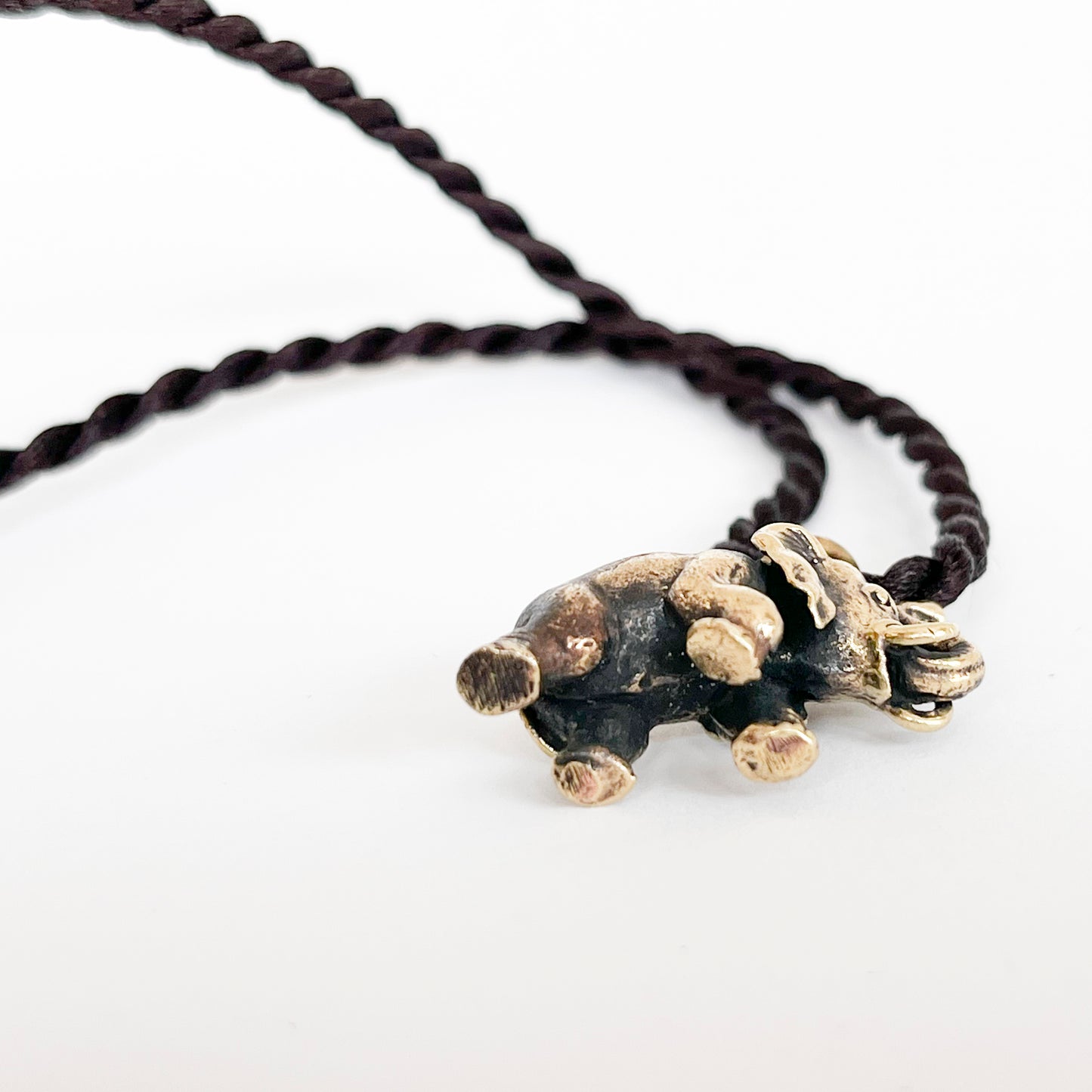 Elephant Brass Pendant Necklace