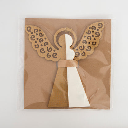 Engill - White - Honeycomb Paper Angel Christmas Ornament with Gold Glitter Wings, 5"