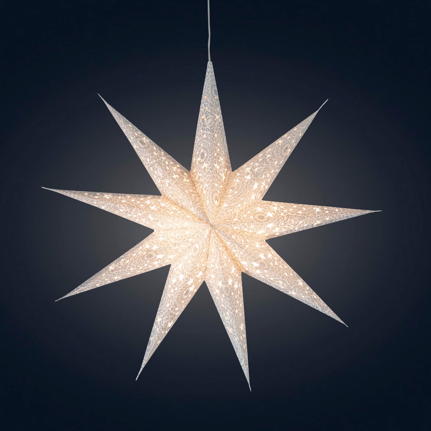 Hrím Star 9 Point 16" Cool White w/ Silver Glitter