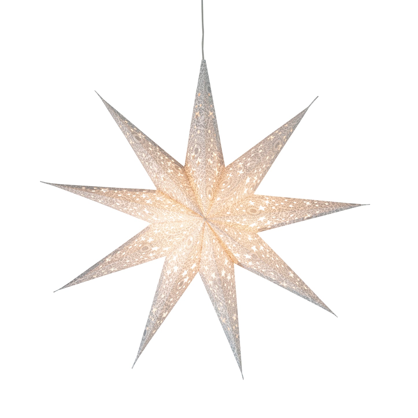 Hrím Star 9 Point 16" Cool White w/ Silver Glitter