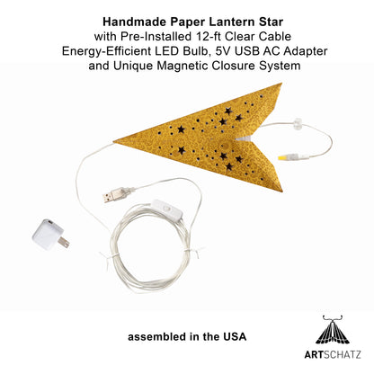 Hrim Star 9 Point 16" Gold w/ Gold Glitter